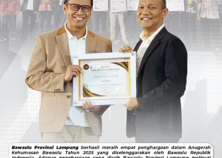 Bawaslu Lampung Sabet 4 Penghargaan Kehumasan Nasional 2025