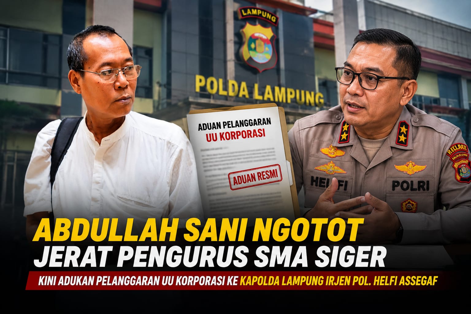Dugaan SMA Siger Tanpa Izin Makin Panas, Abdullah Sani Minta Polda Lampung Naikkan Kasus ke Penyidikan