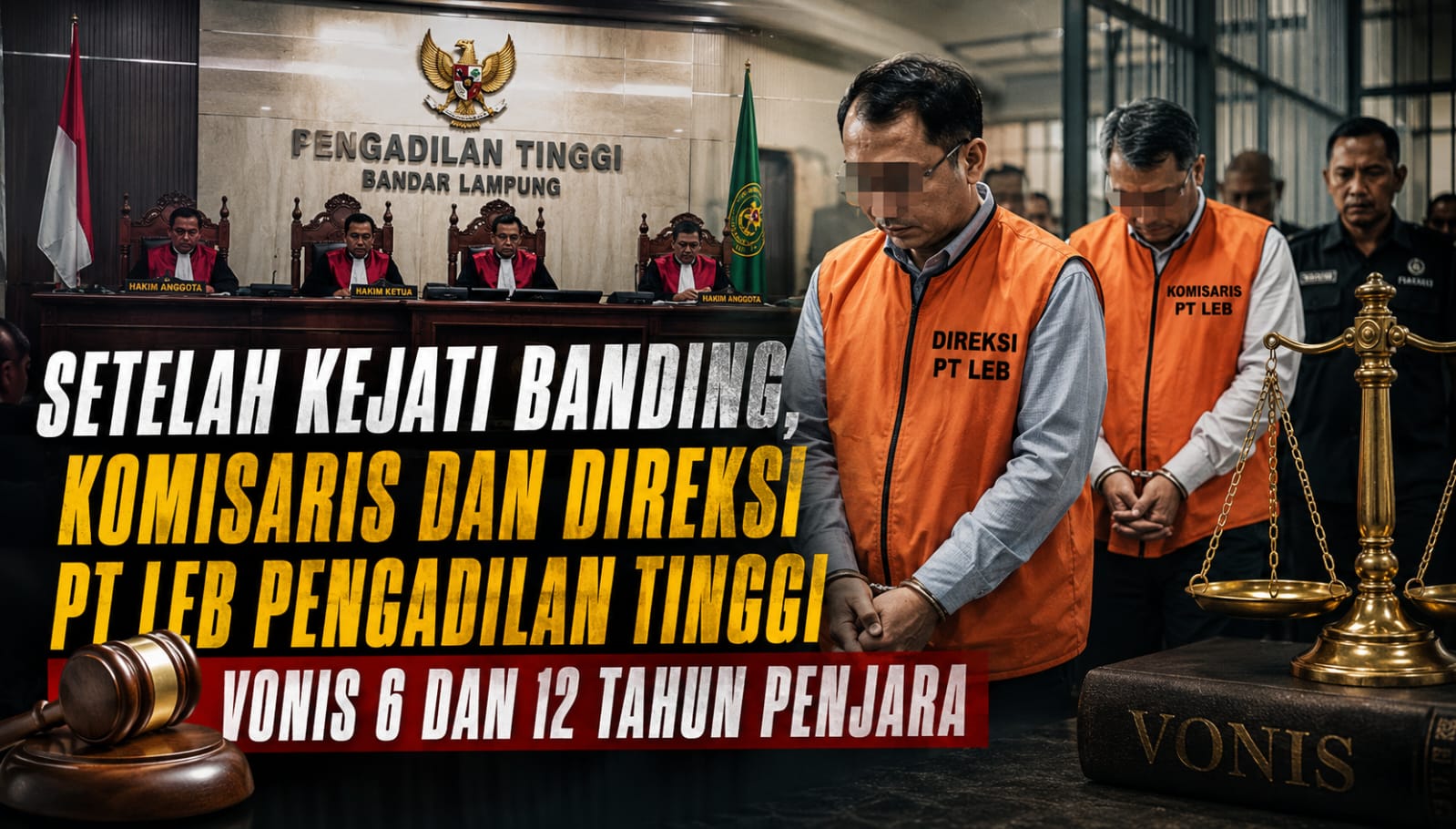 Vonis Kasus PT LEB: Eks Komisaris 6 Tahun, Dua Direksi Masing-Masing 12 Tahun