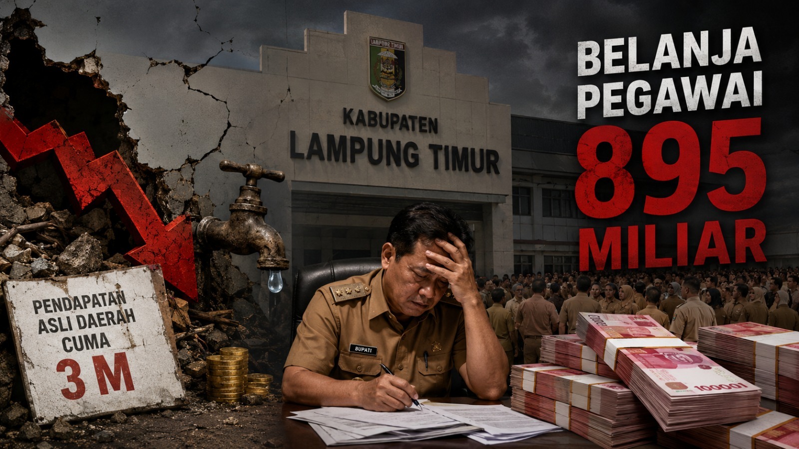 Lamtim Disebut “Bangkrut”: PAD dari Kekayaan Daerah Cuma Rp3 Miliar, Belanja Pegawai Tembus Rp895 Miliar