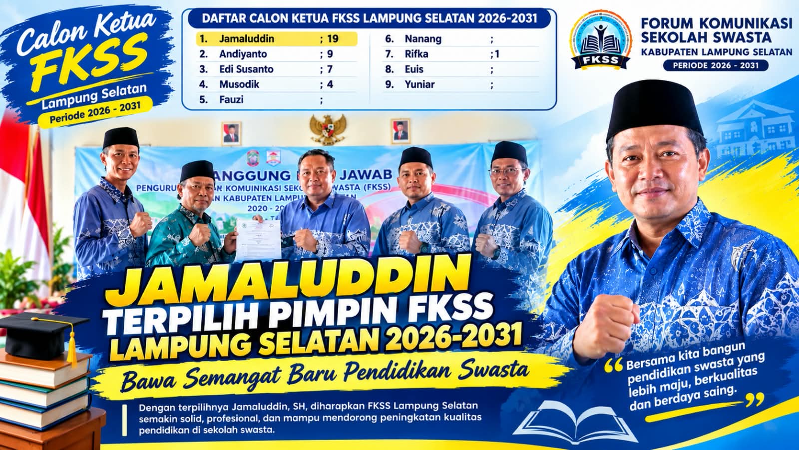 Jamaluddin Jadi Nahkoda Baru FKSS Lampung Selatan, Bawa Energi Baru untuk Sekolah Swasta