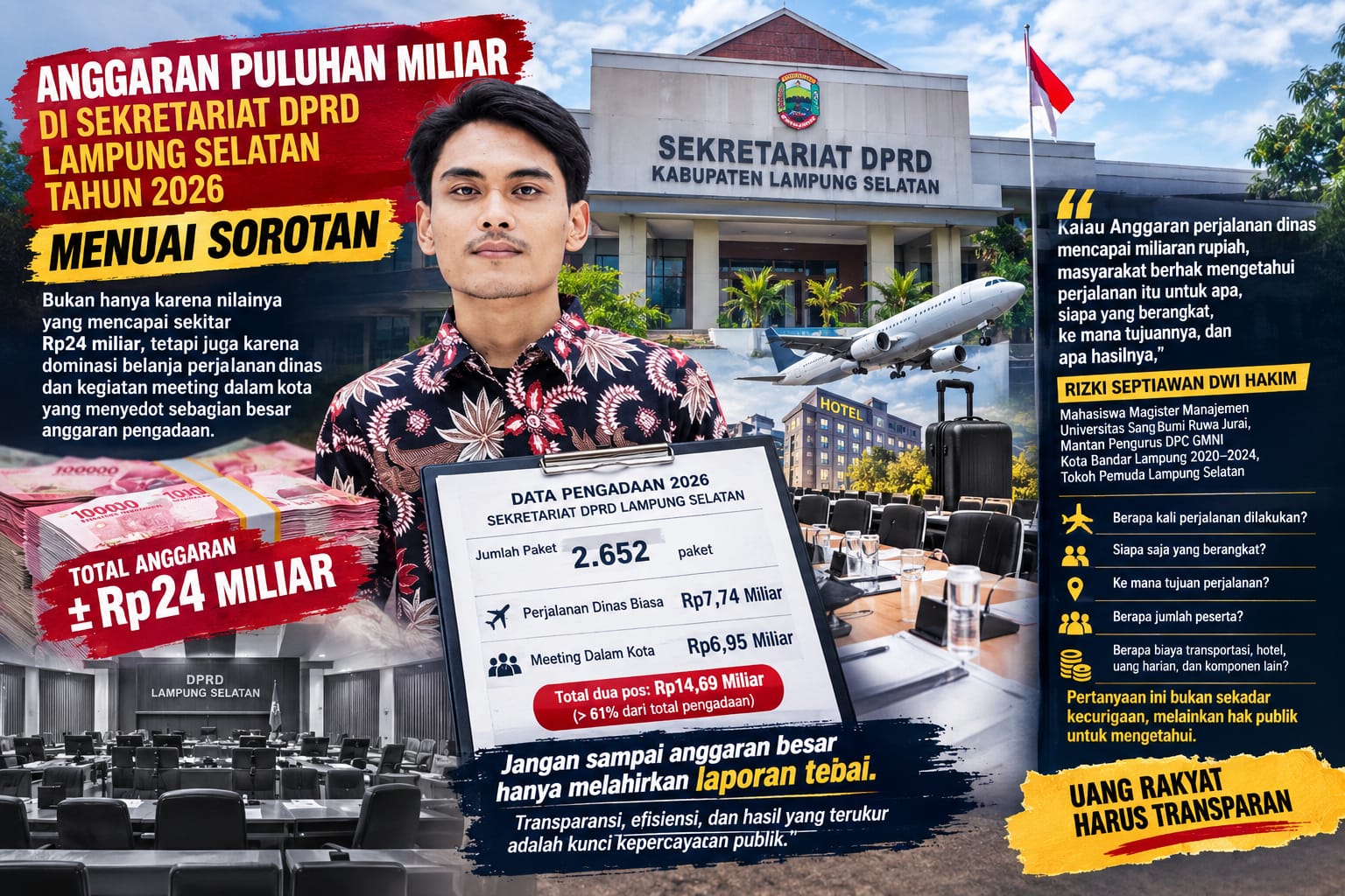 Perjalanan Dinas dan Meeting Dominasi Pengadaan DPRD Lamsel, Transparansi Jadi Tuntutan