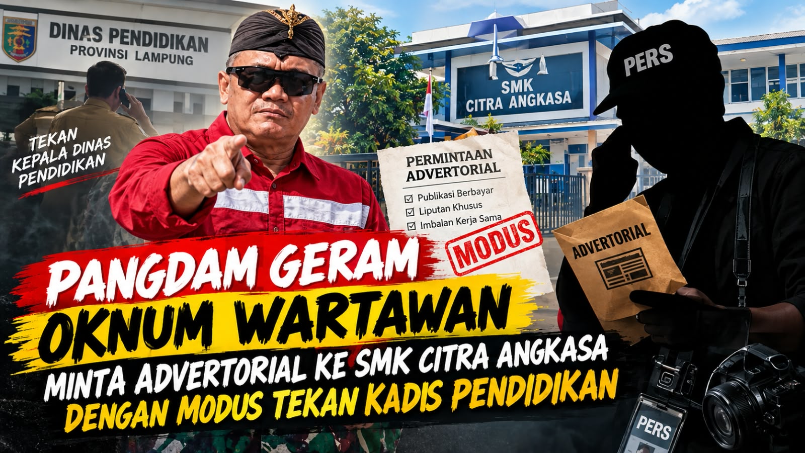 PANGDAM GERAM! Dugaan Oknum Wartawan Minta Jatah Advertorial ke SMK Citra Angkasa, Ancam Tekan Kadis Pendidikan