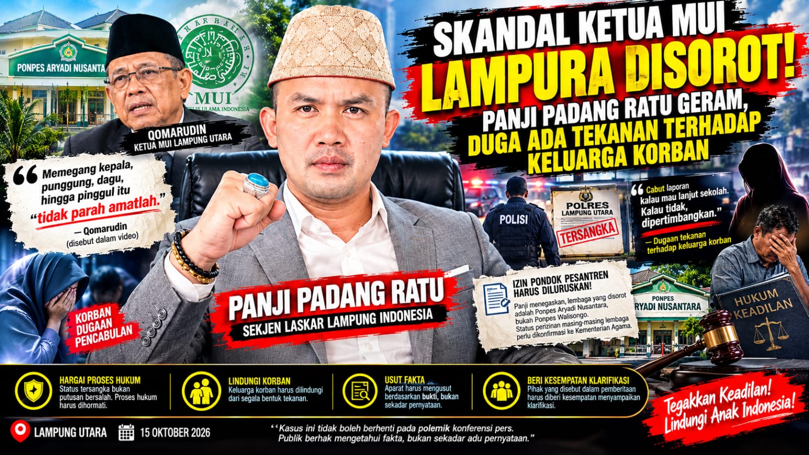 PANJI PADANG RATU BERSUARA! POLEMIK KETUA MUI LAMPURA DISOROT, DUGAAN TEKANAN TERHADAP KELUARGA KORBAN JADI PERHATIAN